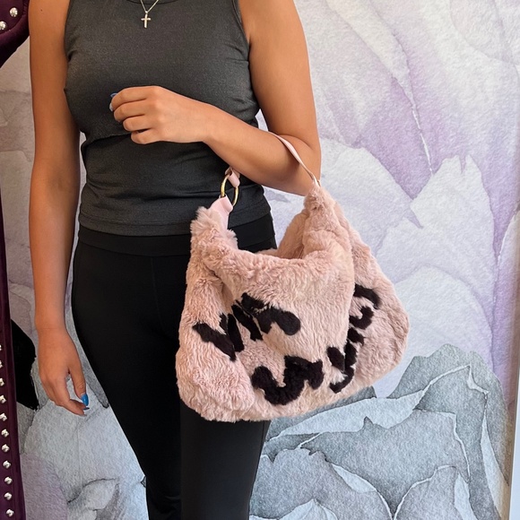 JUICY COUTURE Pink Rabbit Fur & Leather Viva La Juicy Bag Vintage Rare! NEW! - Picture 2 of 14